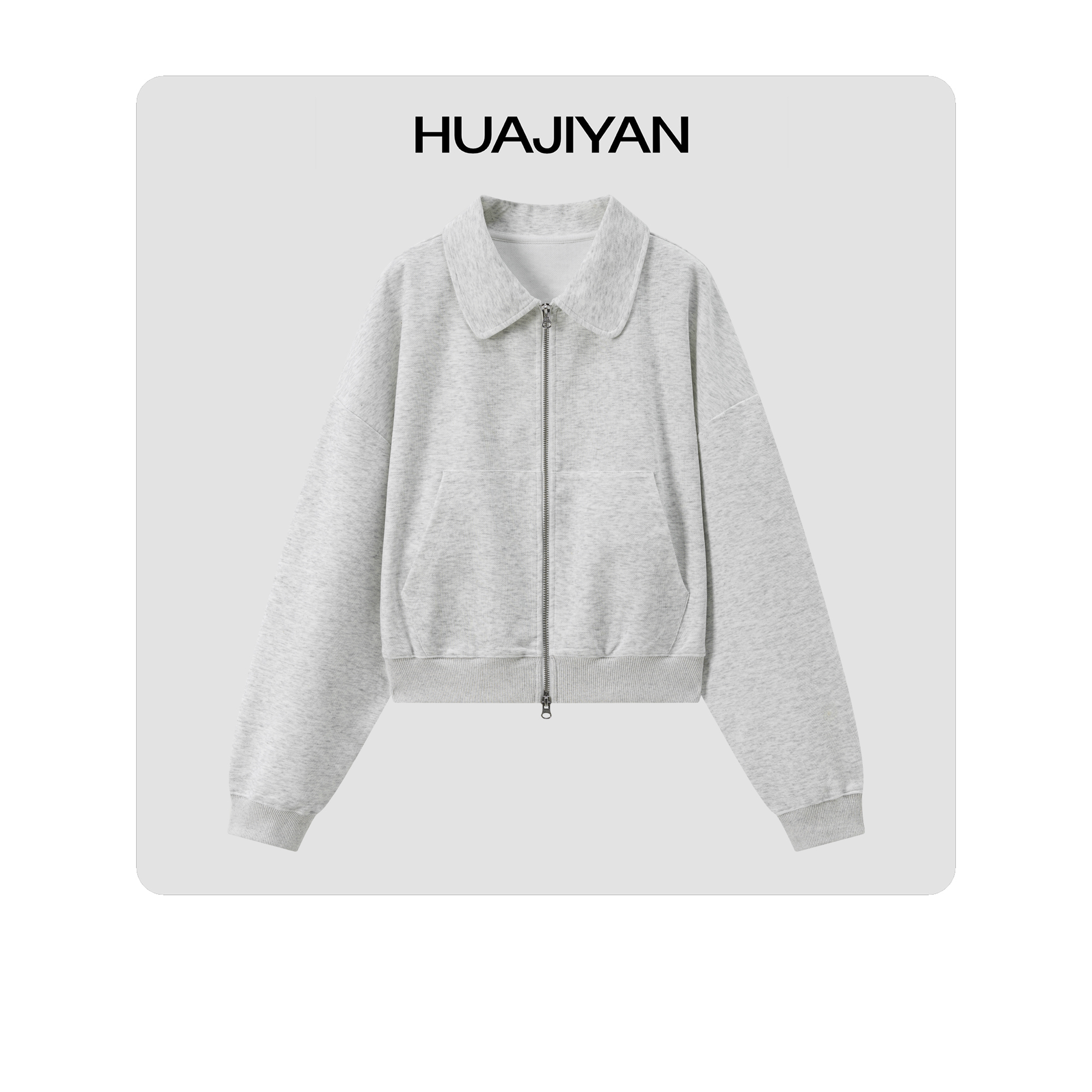 华吉言【瑶台】POLO小翻领针织卫衣外套