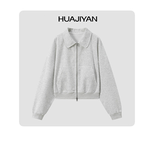 华吉言【瑶台】POLO小翻领针织卫衣外套