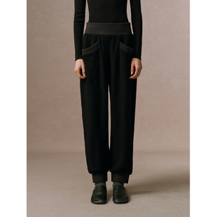 棉天丝羊毛混纺高密针织松紧腰束脚卫裤 华吉言 银点裤