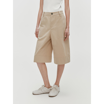 华吉言【烤年糕】100棉大贴袋休闲简约阔腿七分裤