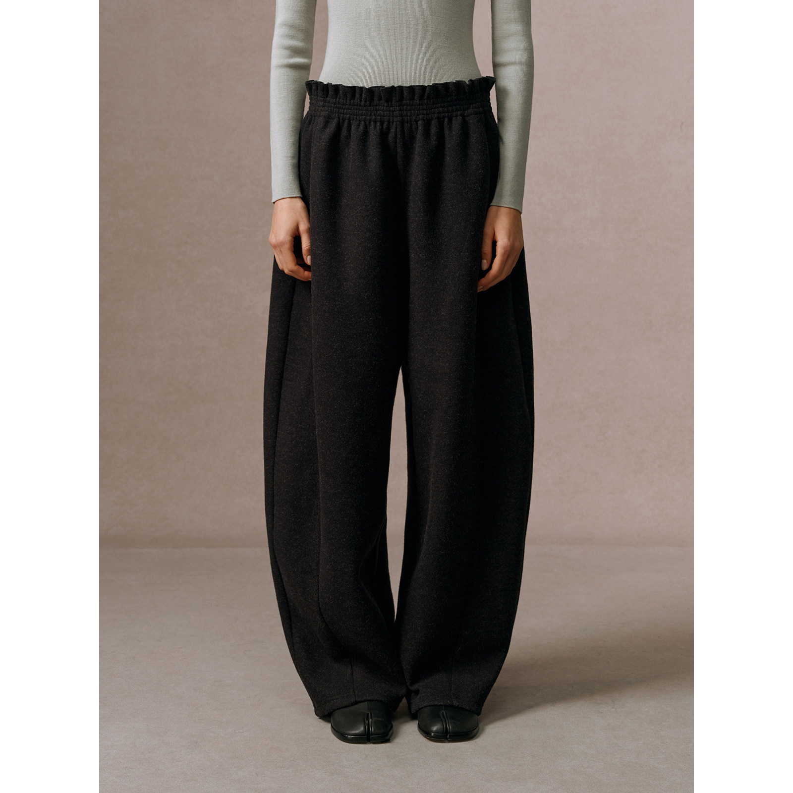 华吉言【弧度】木耳边弹力牛津松紧腰休闲厚款弯刀卫裤,女装/女士精品,休闲裤,淘宝优惠券,粉丝福利购,淘宝优惠卷