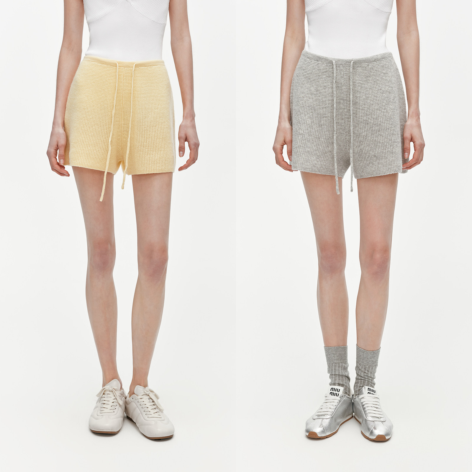 华吉言【燕麦裤】羊毛羊绒混纺松紧腰百搭休闲运动三分短裤女热裤