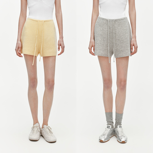女热裤 羊毛羊绒混纺松紧腰百搭休闲运动三分短裤 燕麦裤 华吉言
