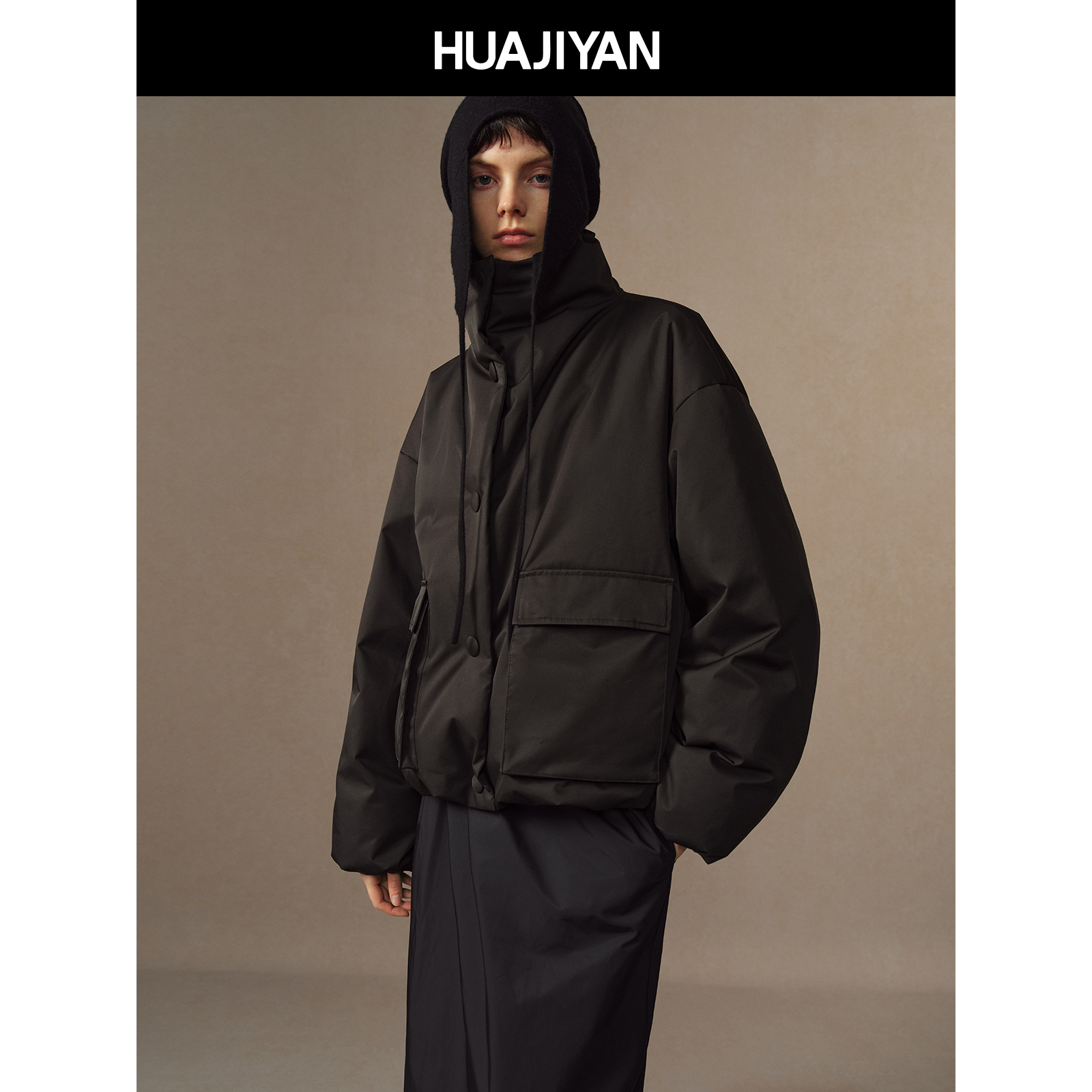 华吉言【梦想家】纳米三防工艺90鹅绒服全立裁高领百搭短款羽绒服