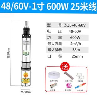 高扬程电瓶水泵电车24V4瓶8V60V72V伏潜水泵抽水泵直流深井泵通