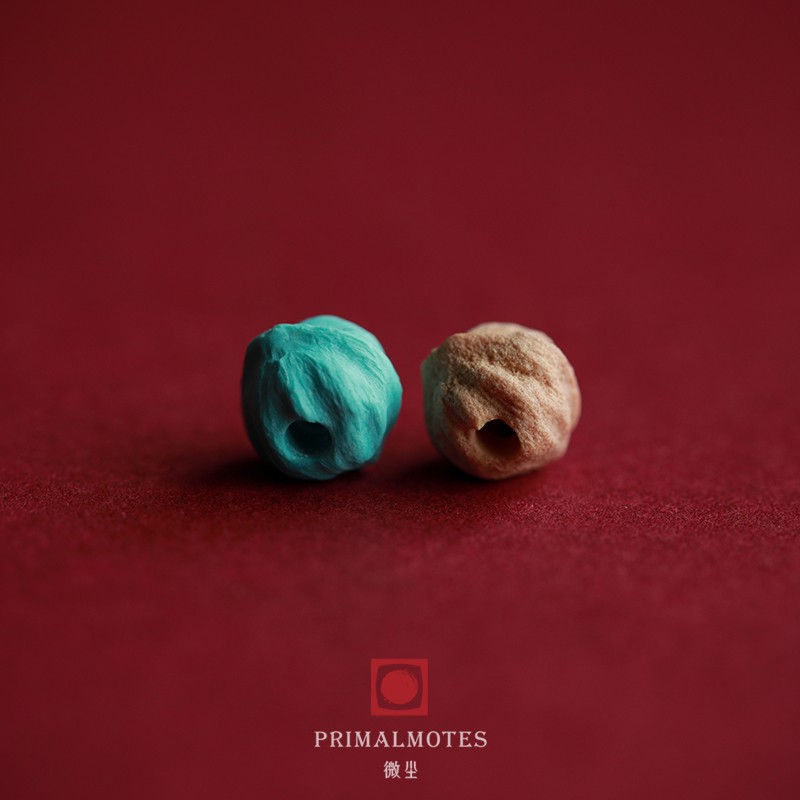 【微尘出品】绿松石百香籽配饰三通文玩柏香籽手串配珠雕刻散珠