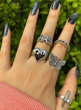 5-piece set Butterfly Ring rings women蝴蝶精灵戒指女5件套