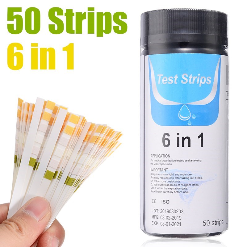 50pcs Aquarium Test Strip 6 In 1 PH Degree Testing Fish Tank
