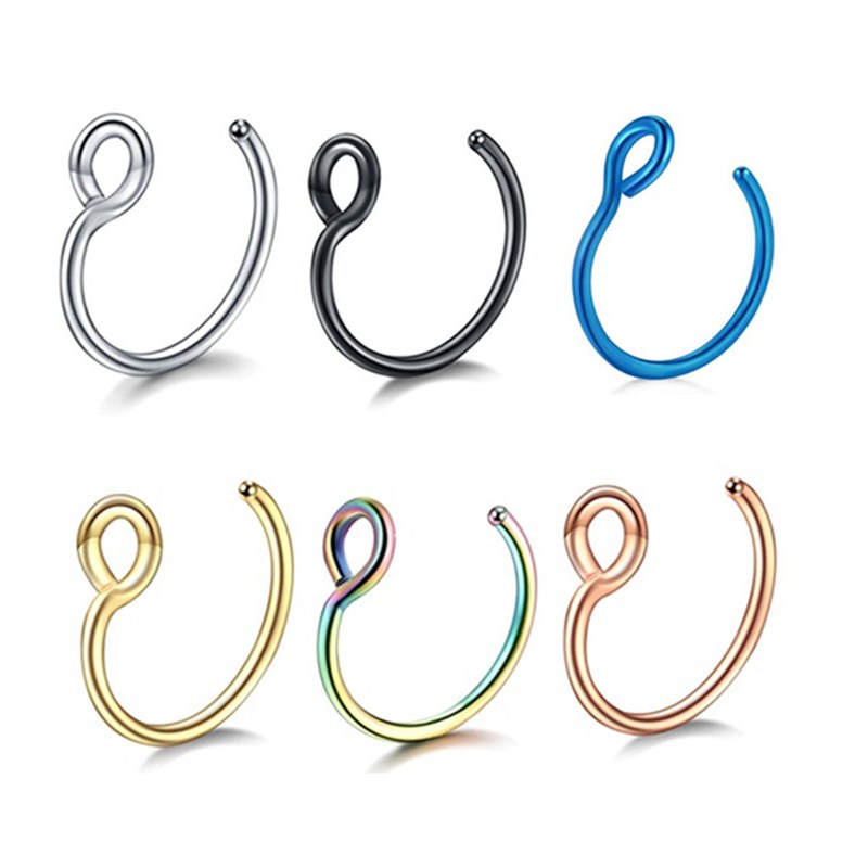 .5pcs/Lot 6 Colors Fake Nose Ring Clip On Nose Ring Faux