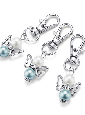 30 Sets Gift Box Decor Set Metal Guardian Angel Keychain Pen