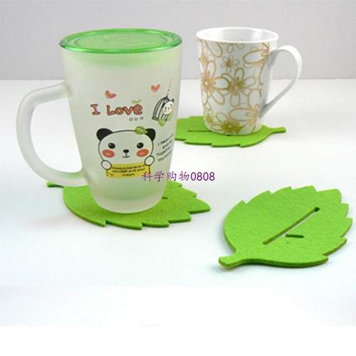 2PCS New Silicone green leaf Cup Coaster Nonslip Place Mat p