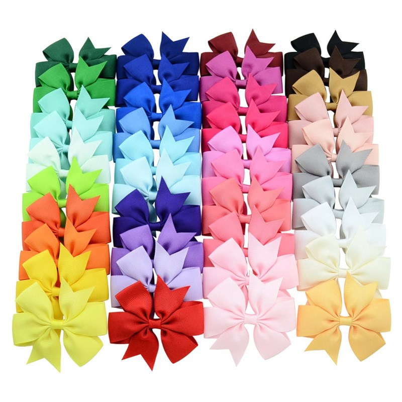 1 pcs Colors Solid Grosgrain Ribbon Bows Clips Hairpin Girl&