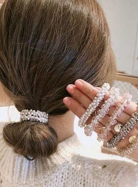 Pearl Multicolor Beads Hair Tie Lady Elastic Hair Rope Simpl