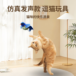 速发猫玩具发声小鸟自嗨解闷可挂门小电棒猫动老鼠幼猫逗猫咪用品