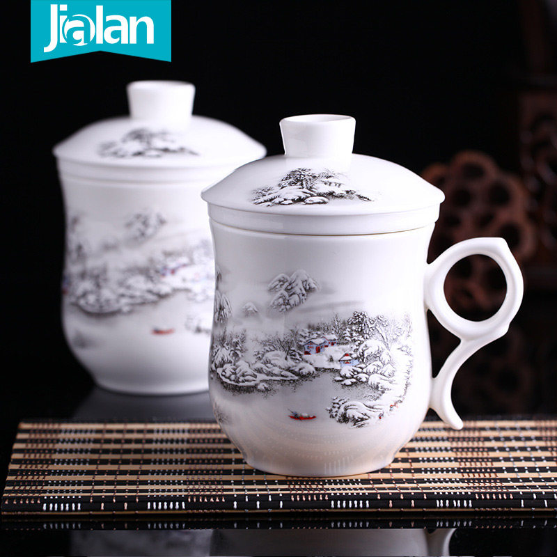 速发骨陶茶漏杯茶盖过滤茶杯喝茶杯办公室陶瓷泡带杯瓷瓷家用马克