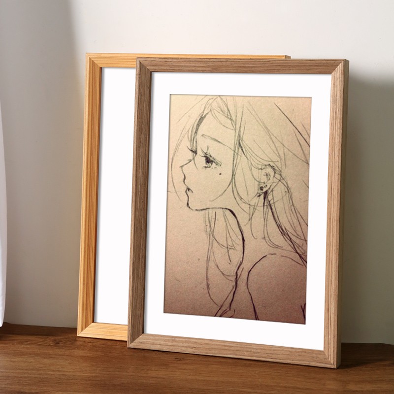 速发简约实画质大相框挂墙a4创意海报装裱木框12意16任寸尺寸外框