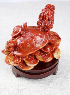 速发原石玉石寿山石雕田芙蓉色代代富贵龙龟客厅办公室摆件观光石