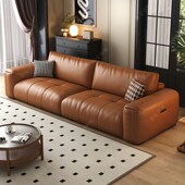 速发沙发直排意式 小户型沙发 色简头层橙极复古客厅三人位新款