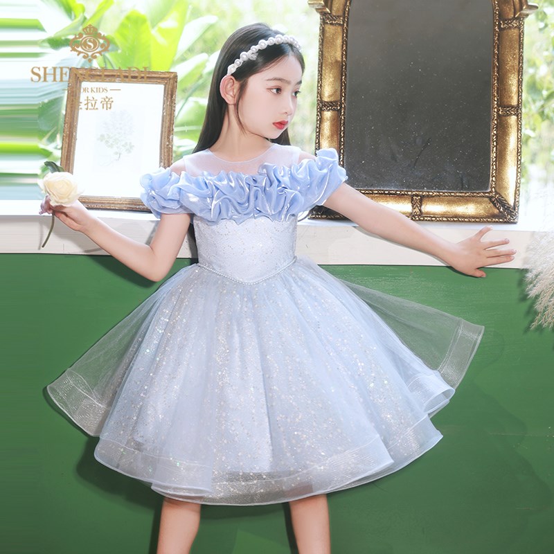 现货演奏女童轻奢小众高端洋气儿童主持N人花童婚礼小女孩婚纱