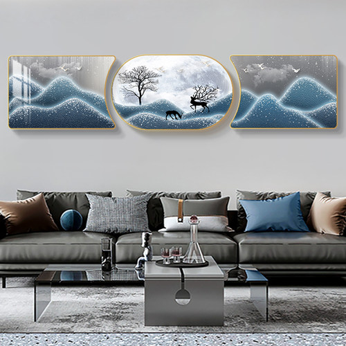 速发星空福禄北厅装饰档高画大气沙墙背景发挂画简约轻奢壁画