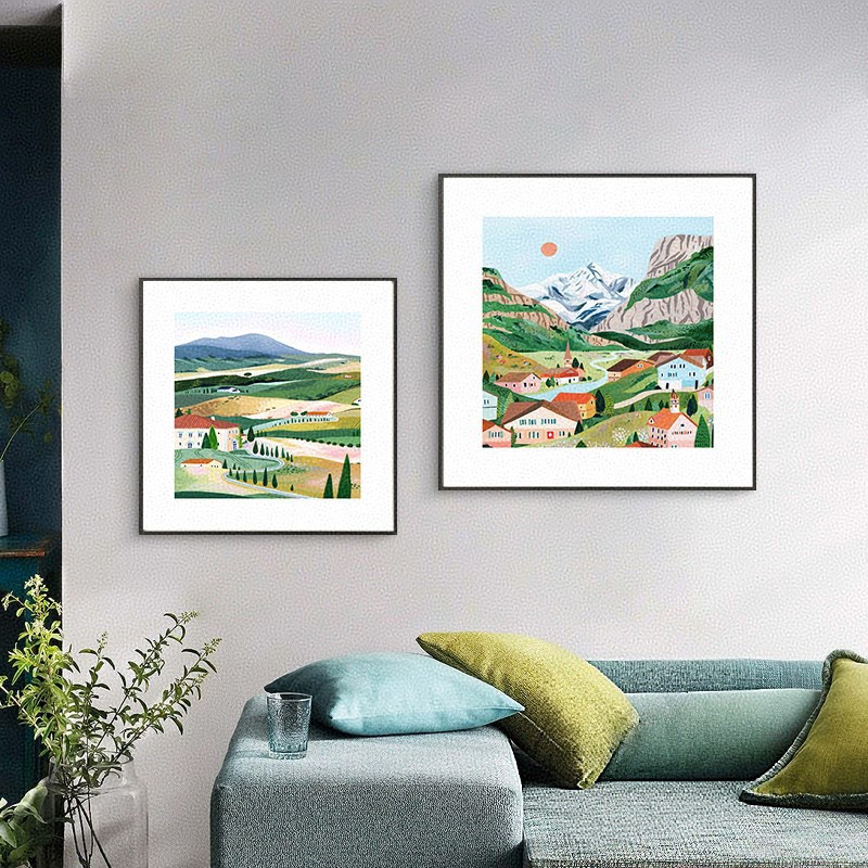 速发北欧小众风景客厅沙发背景墙装饰画卧室文艺小清新挂画治愈系