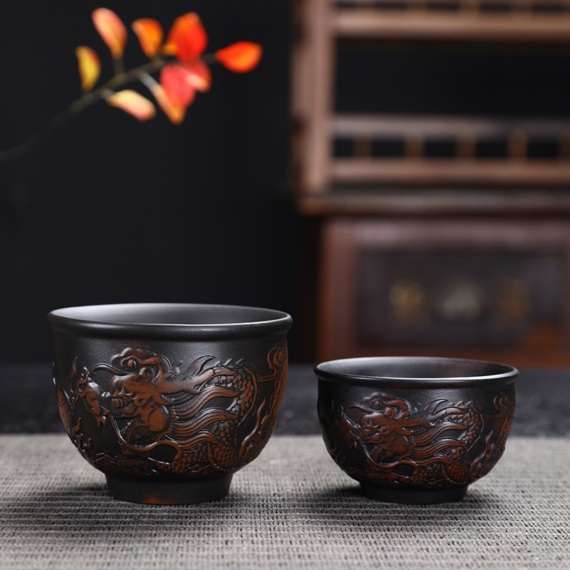 高端紫陶茶杯主人杯单杯大号防烫茶杯