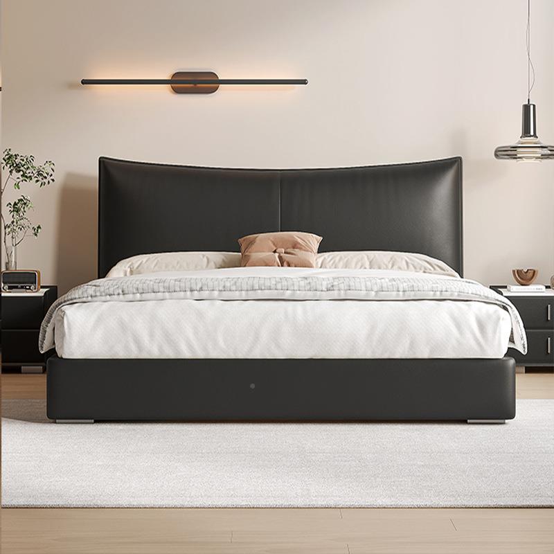 奈床儿意式极简黑色真皮床双C0121储物抽屉高床人主卧小户型香齐