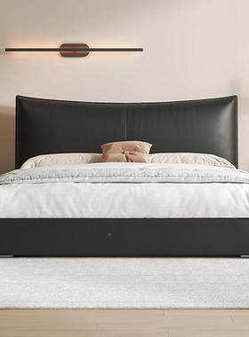 奈床儿意式极简黑色真皮床双C0121储物抽屉高床人主卧小户型香齐