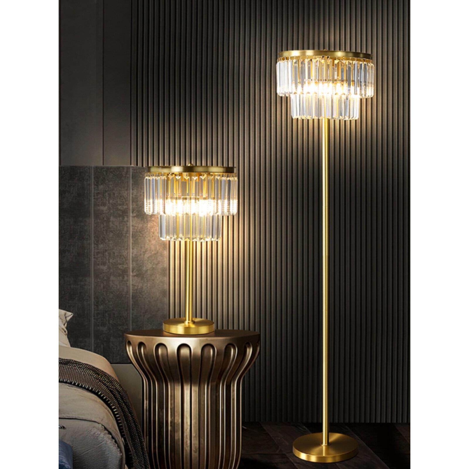 后现代纯铜高档水晶灯暖色落地灯台灯客厅主卧室床头灯艺术无障碍