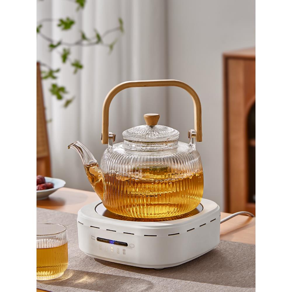 雅港煮茶壶家用耐高温玻璃泡茶器具明火电陶炉烧水壶大容量提梁壶