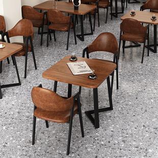 快餐桌椅组合餐饮店专用长方形吃饭桌子商用饭店小吃面 面馆覆古