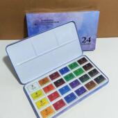 画专业可携式 鲁本斯固体水彩颜料24色铁盒套装 手绘美术绘画