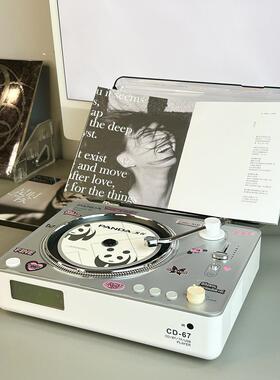 熊猫CD67覆古双向蓝牙一体cd机音响光碟专辑唱片机播放器送贴纸