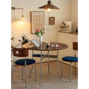 采购产品法式圆形实木餐桌椅，餐厅咖啡，小公寓，休闲，中国覆古