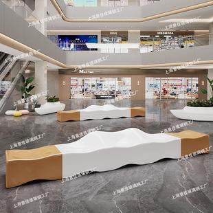 玻璃钢休闲座椅商场定制美陈坐凳景观树池休闲区玻璃钢沙发可定制