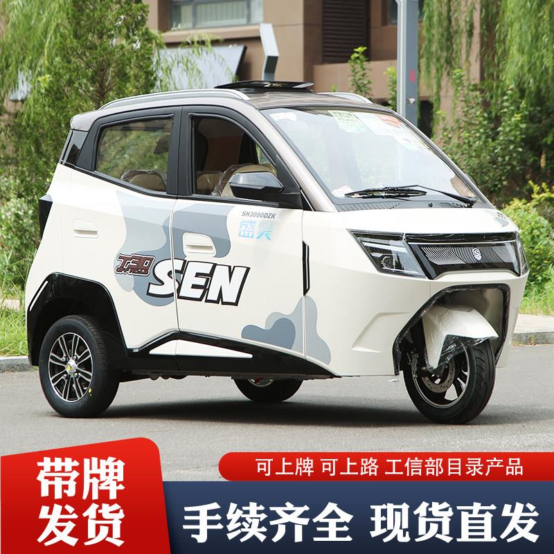 盛昊T30Pro电动三轮车可上牌全封闭家用接送孩子老年人代步车新款