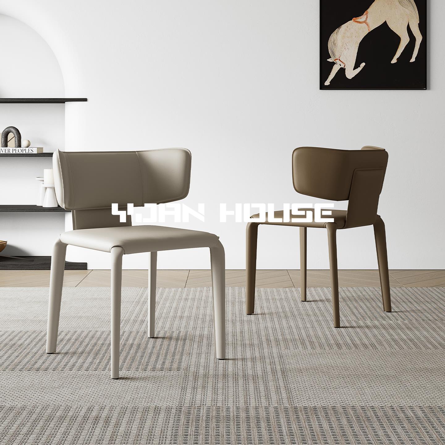 椅见丨意式极简马鞍皮餐椅家用设计师创意餐桌椅子高级感饭厅凳子