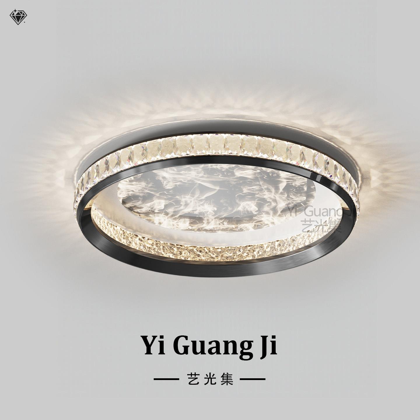 意式轻奢智能卧室房间吸顶灯现代简约客厅大气全光谱护眼水晶灯具