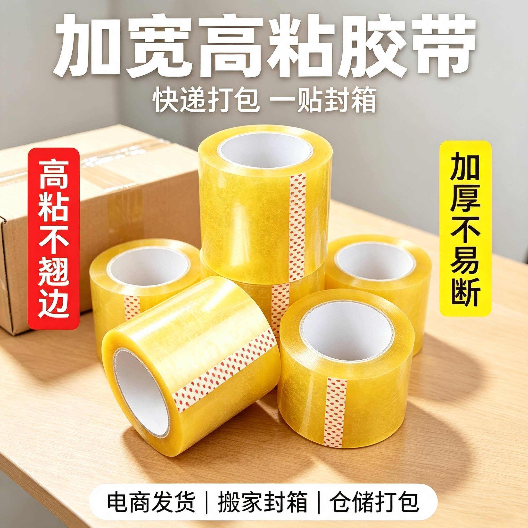 加宽透明高粘封箱胶带