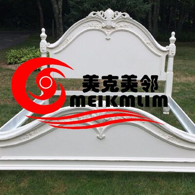 速发美式实木桦木雕花床 法式实木雕花双人床 美式卧室白色实木床