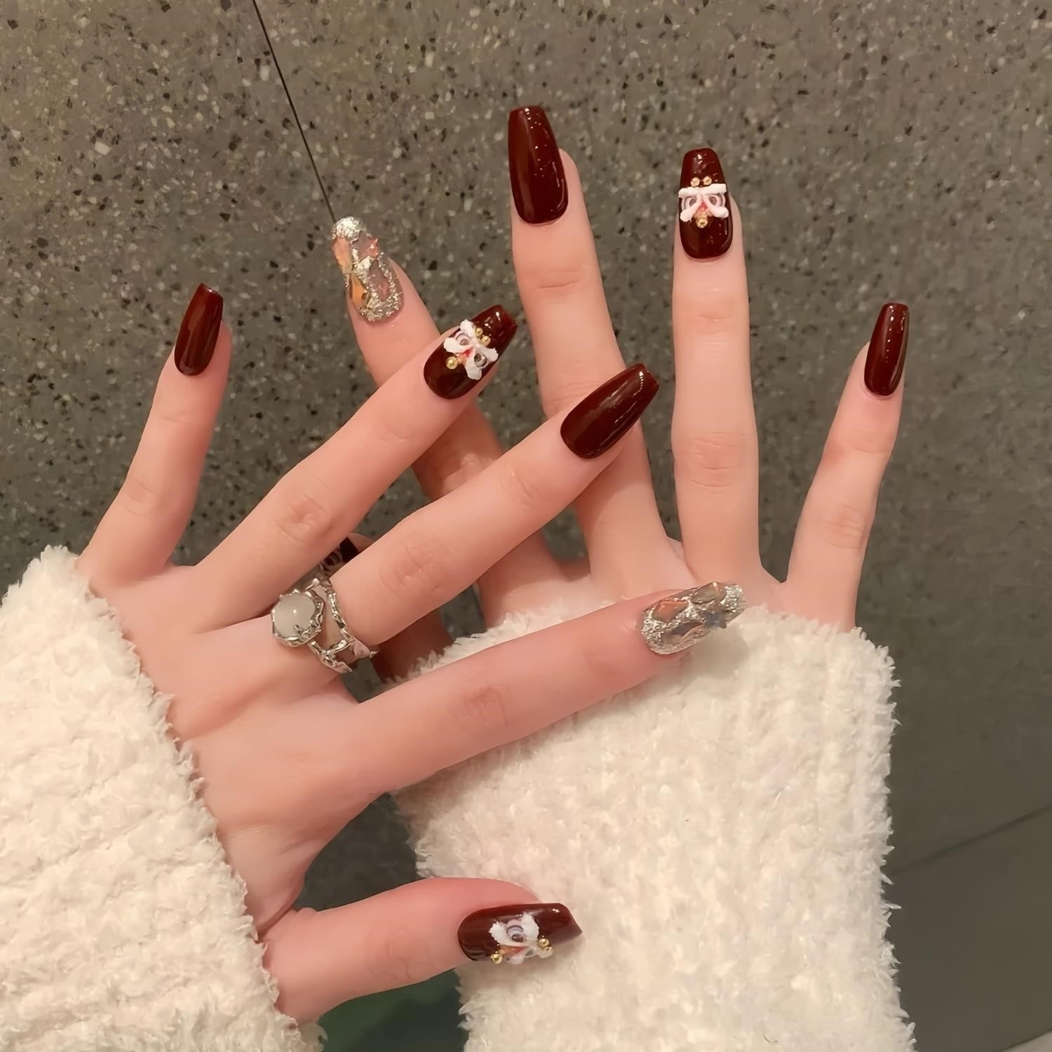 红色醒狮2026新年美甲猫眼手工穿戴甲短款过年元宵假指甲成品甲片