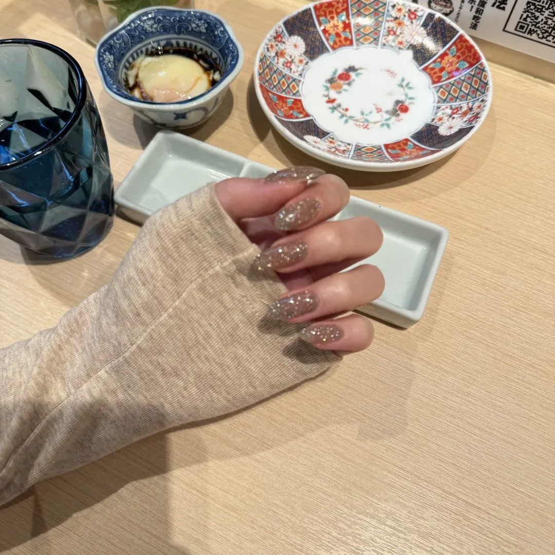 星河碎梦闪粉穿戴甲中椭圆温柔气质纯手工中长款亮片高级美甲甲片