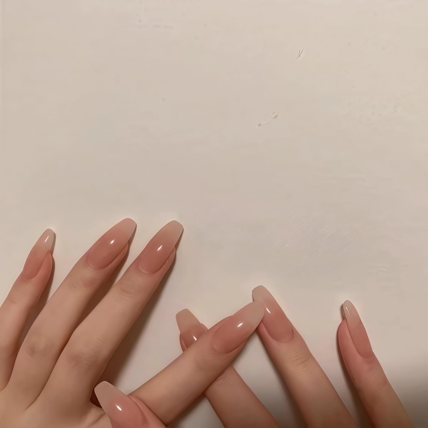 甄嬛裸色冰透华妃同款纯色裸色美甲贴片手工穿戴甲中长假指甲