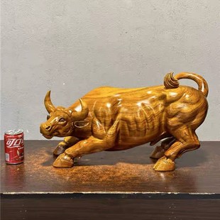 速发香大木雕摆件牛杉象金丝楠木动物根雕大牛气冲天猪马樟型号