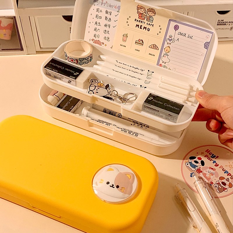速发可盒猫咪文具爱铅笔盒文具用品收小盒儿童生初中纳学生笔袋
