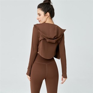 上款 速干春秋长袖 运动健身外套外穿连 短衣罩衫 速发瑜伽服2204新款