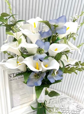 速发手捧证领花登记花束 新娘婚礼假花 白色马蹄楼影莲拍照道具花