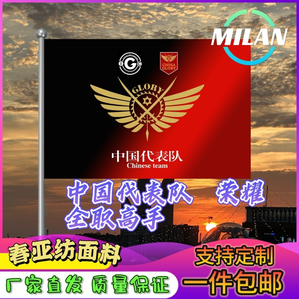 荣耀全职高手应援队旗cos中国代表队大旗烟雨兴欣嘉世微草定制