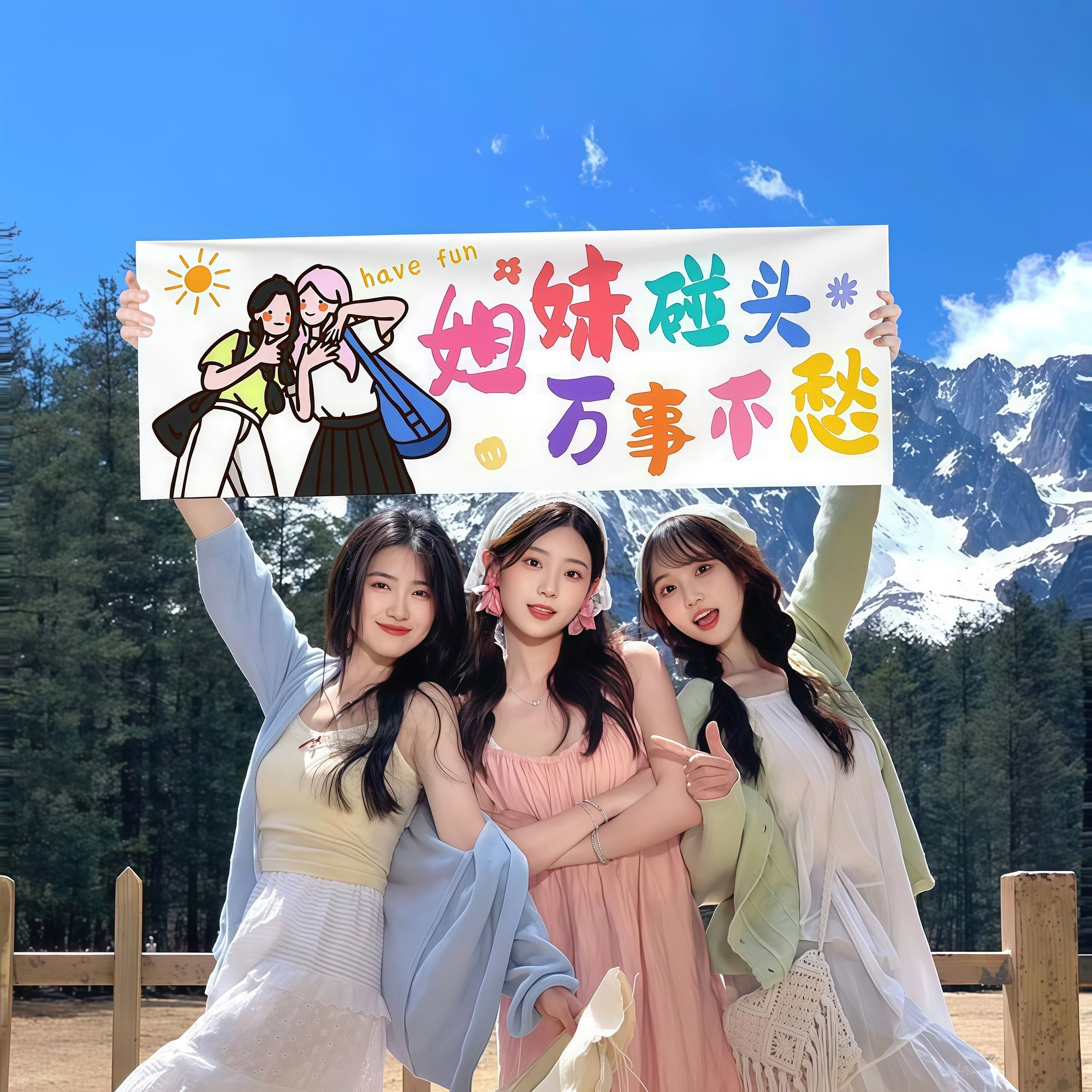 户外旅游手持小横幅海边露营团建派对道具装饰旅行氛围感毕业拍照