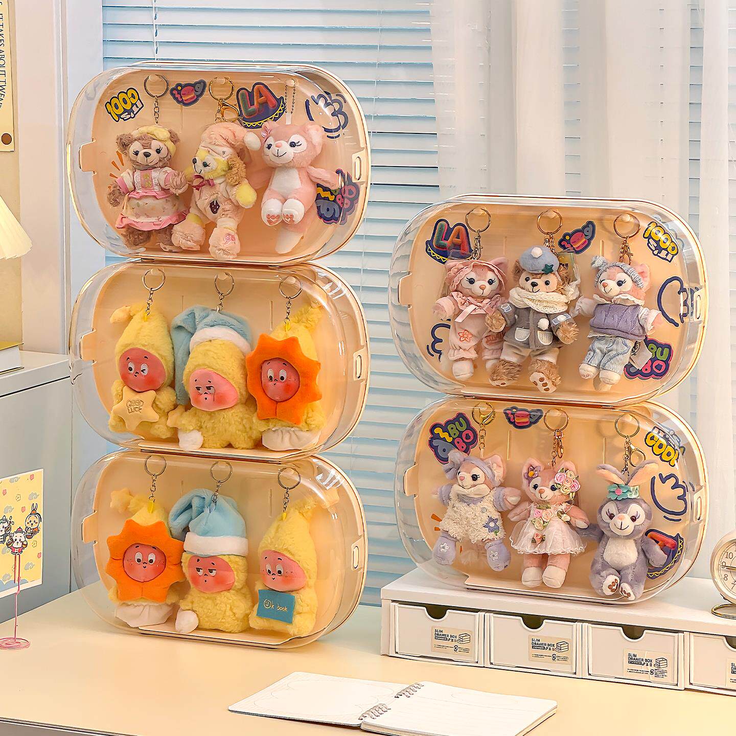 壁挂星星人展示盒迪士尼挂件收纳神器拉布布搪胶娃娃防尘罩挂墙